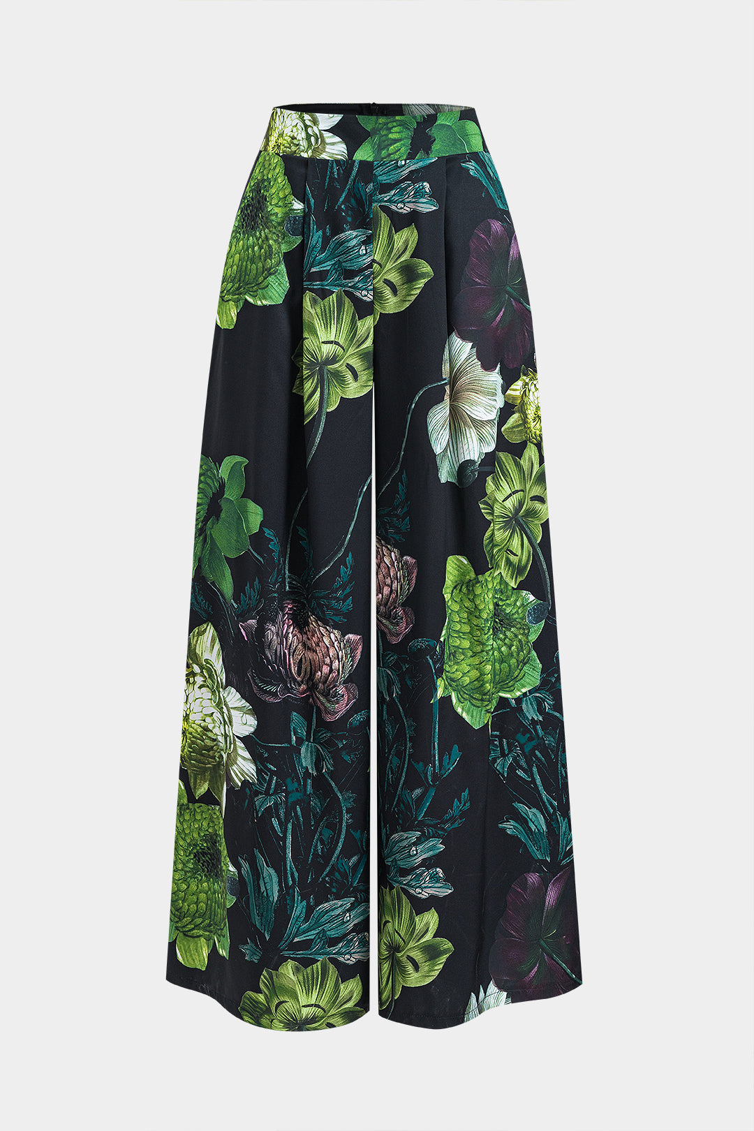 Büzgülü Kısa Kollu Üst ve Çiçek Desenli Fermuarlı Geniş Paçalı Pantolon Seti