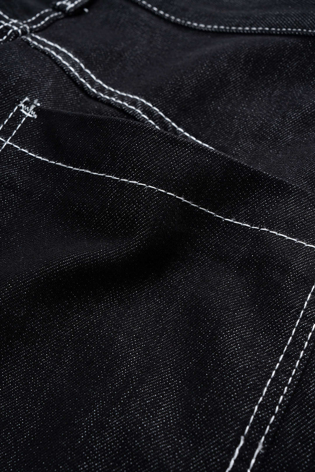 Derin Lacivert Denim Kontrast Dikişli Tokalı Pantolon