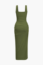 önü kesik slit midi elbise