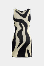 triko zebra desenli mini elbise
