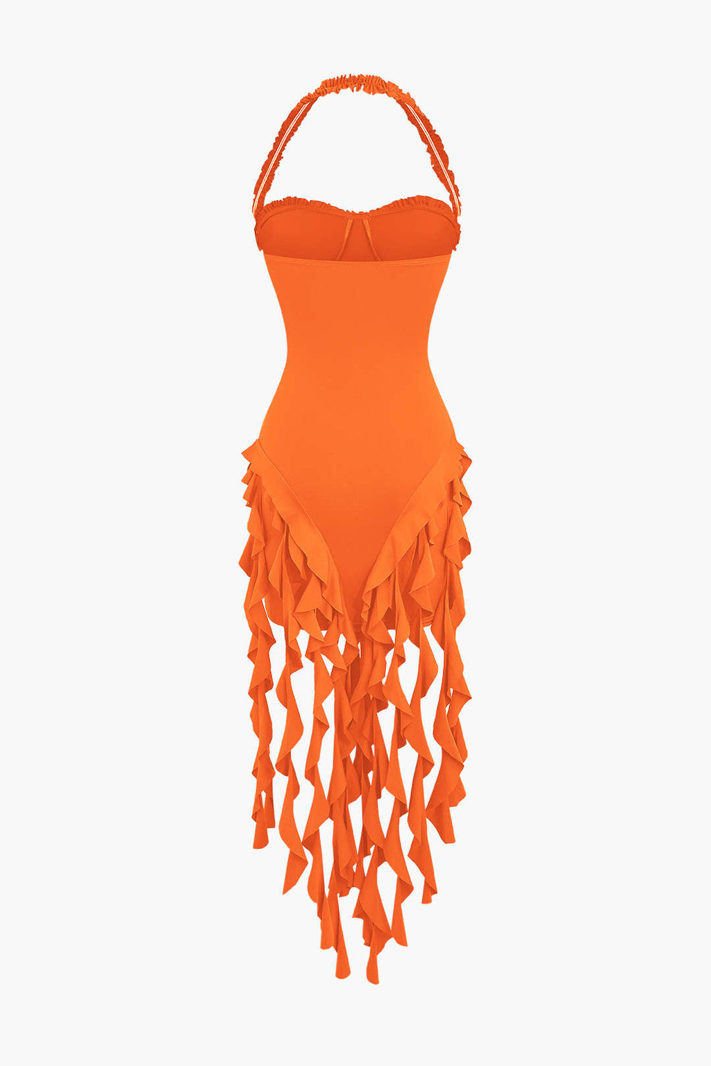 Volanlı Püskül Halter Bustiyer Mini Elbise