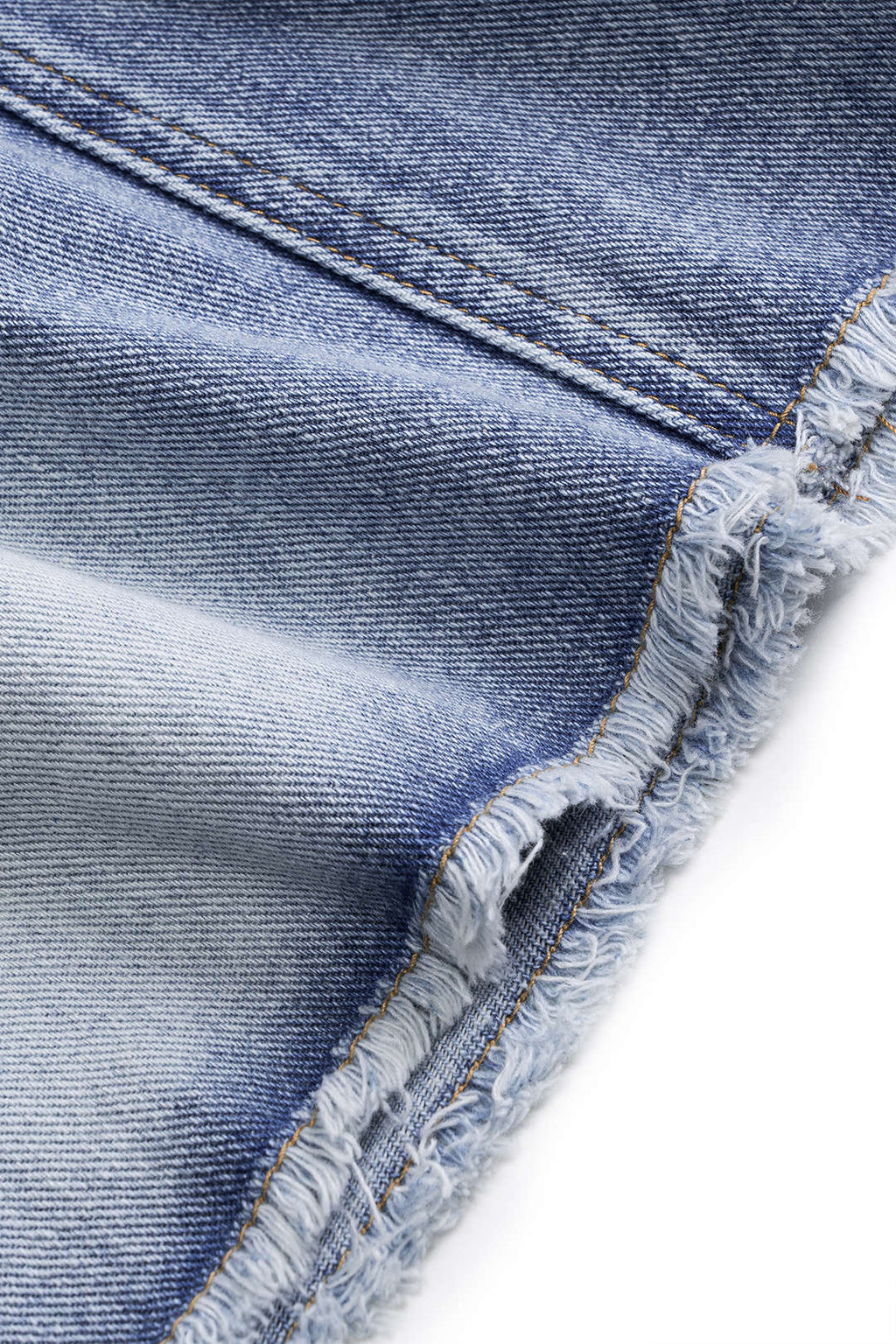 Denim Asimetrik Yaka Mini Elbise