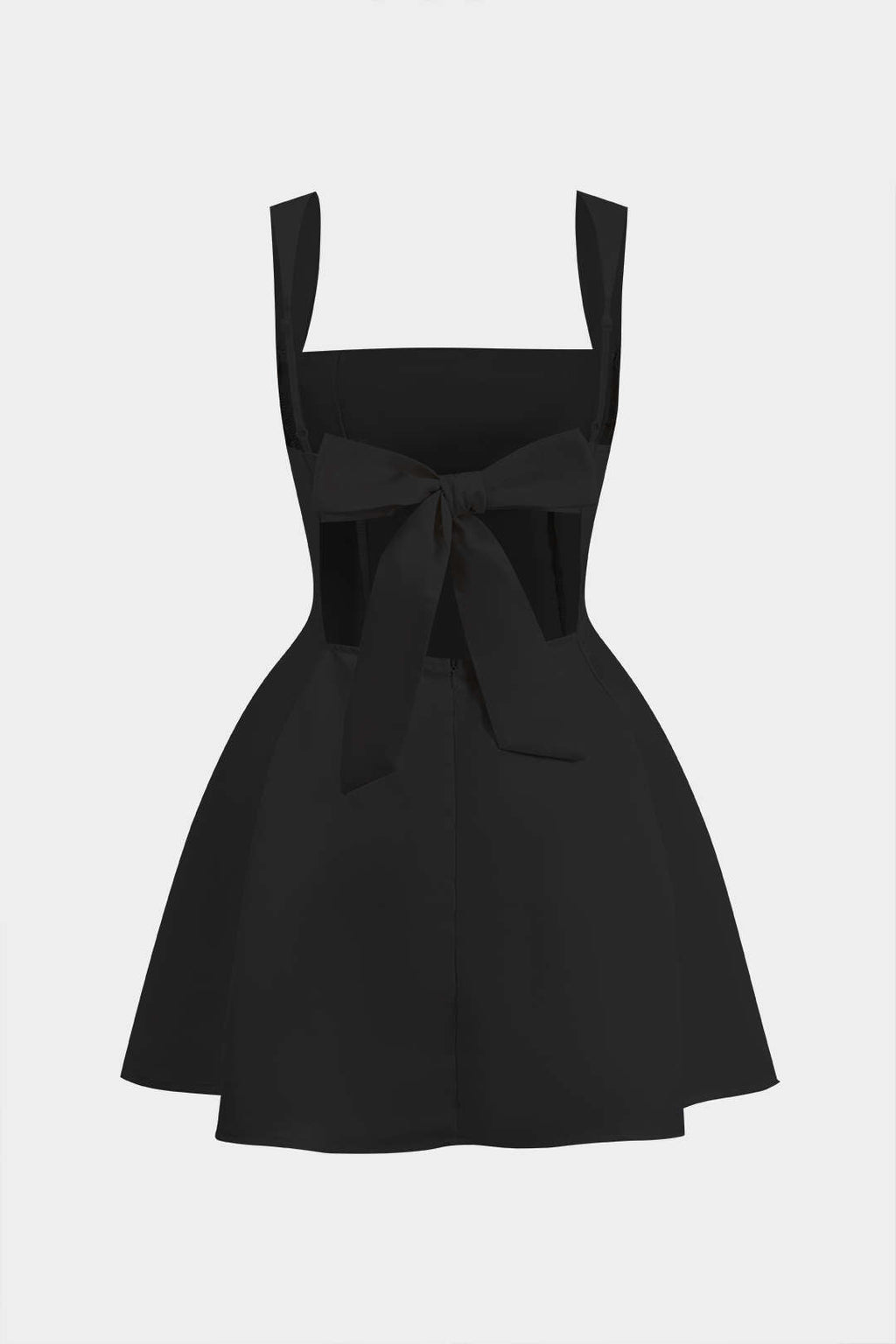 Bağcıklı Fermuarlı Sırt Dekolteli Mini Elbise