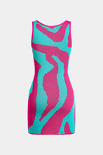 triko zebra desenli mini elbise