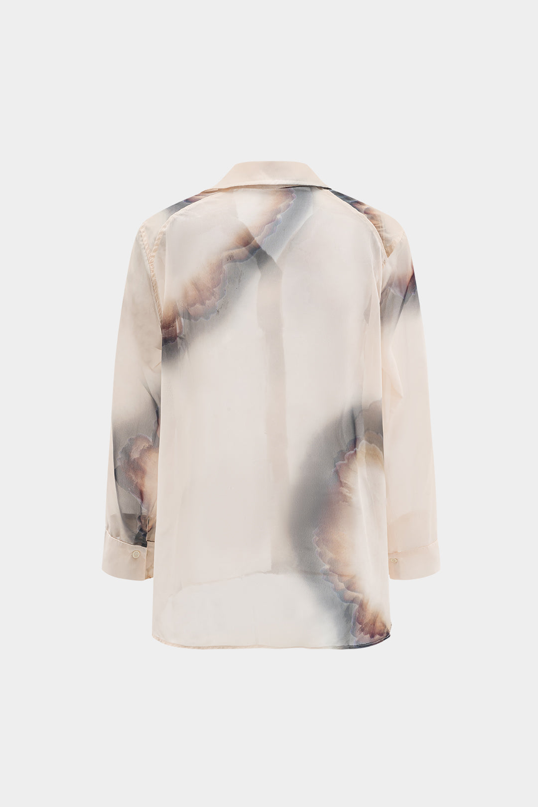 Çiçek Desenli Yarı Şeffaf Uzun Kollu Gömlek