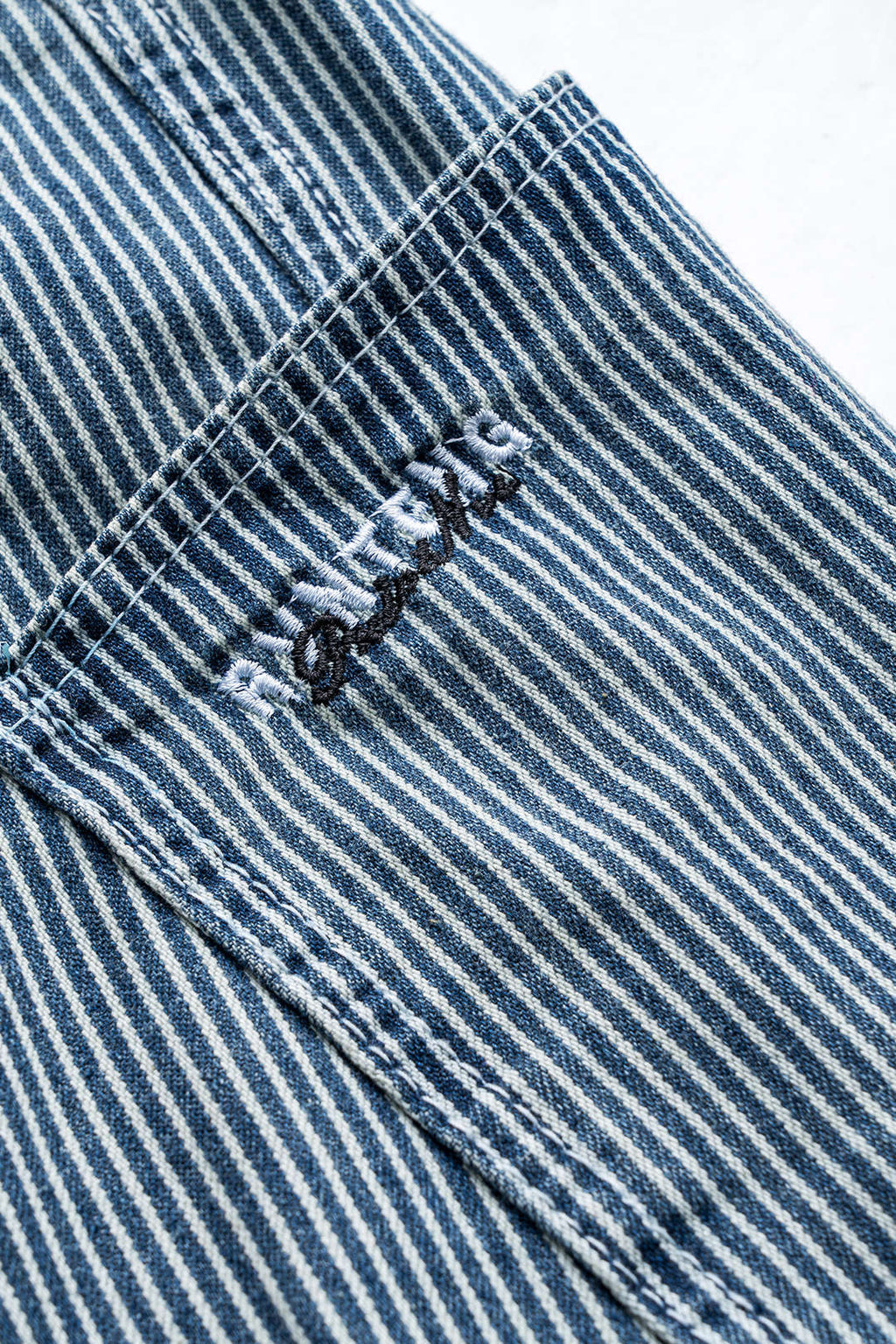 Harf Nakışlı Denim Çizgili Düğme Cep Geniş Paça Fıçı Kot Pantolon