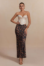 leopar desenli midi etek