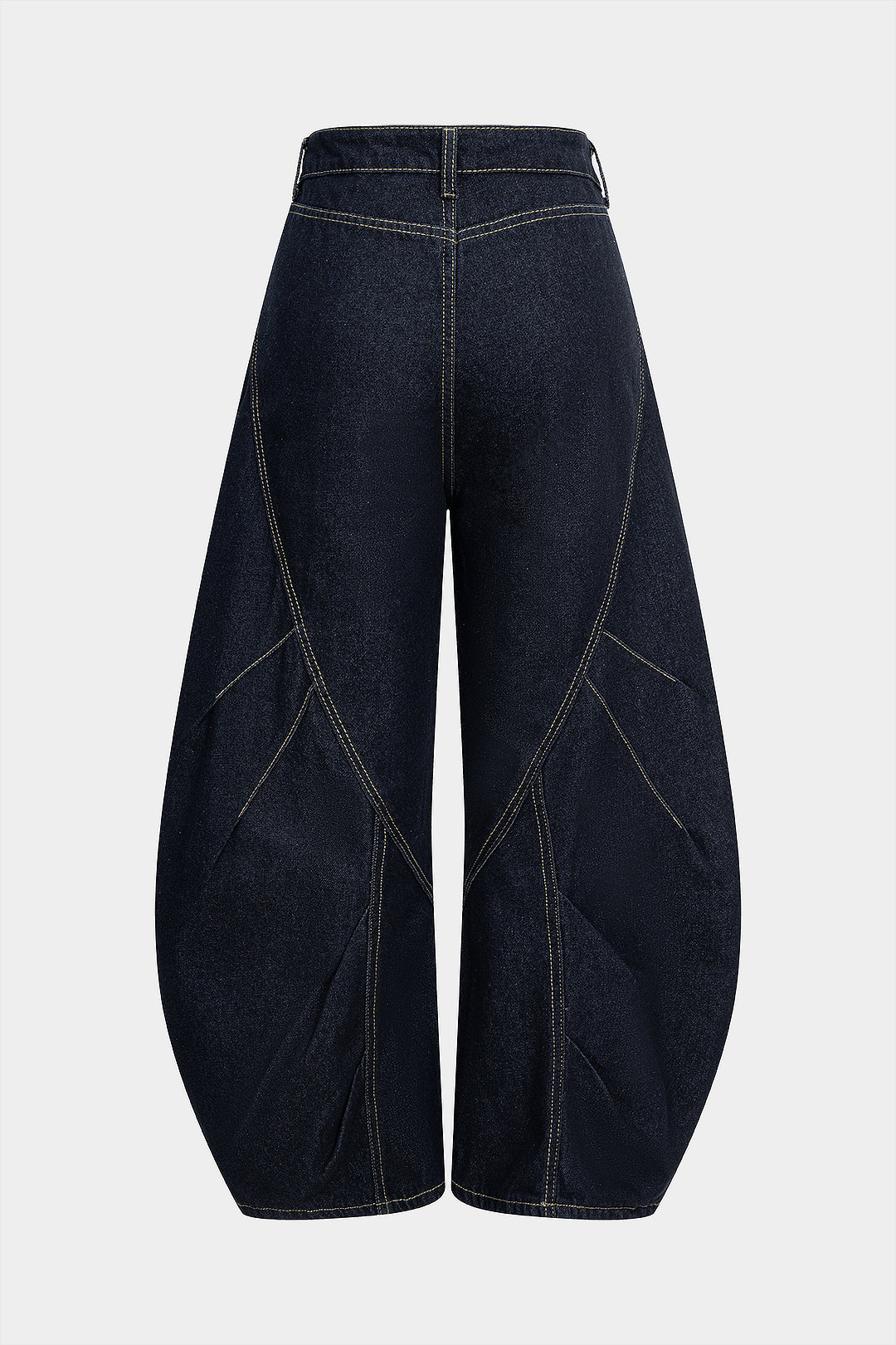 Lacivert Yumuşaklıkta Dokulu Denim Barrel Paça Pantolon