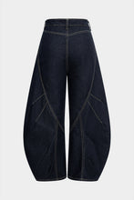 düğmeli denim barrel pantolon