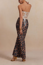 leopar desenli midi etek