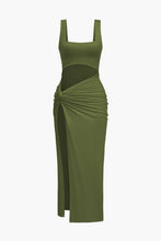 önü kesik slit midi elbise
