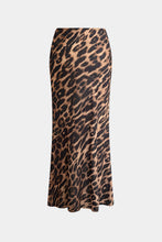 leopar desenli midi etek