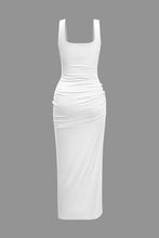 önü kesik slit midi elbise