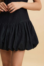 denim mini balon elbise