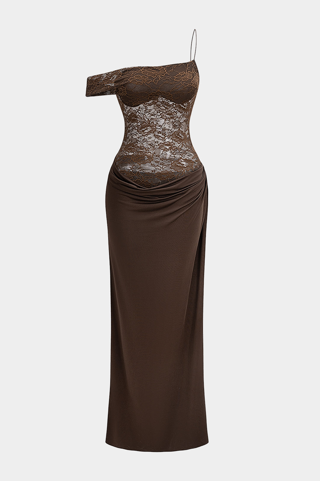 Dantel İşlemeli Patchwork Büzgülü Sırtı Açık Elbise