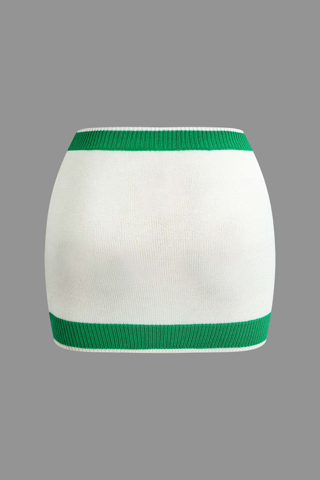 Kontrast Yaka Kısa Triko Üst Ve Mini Etek Takımı