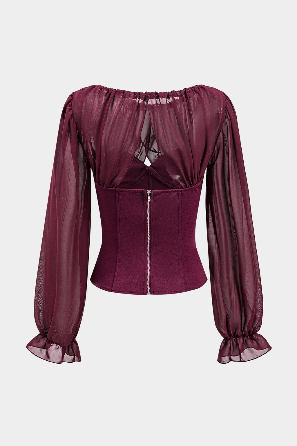 Şifon Büzgülü Patchwork Ön Bağcıklı Fermuarlı Büstiyer Korse
