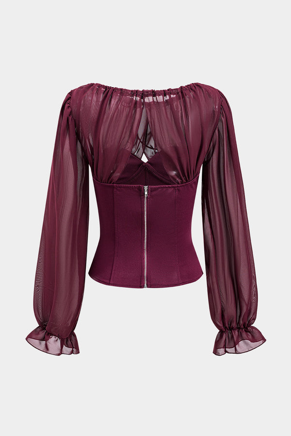 tül uzun kollu bustiyer