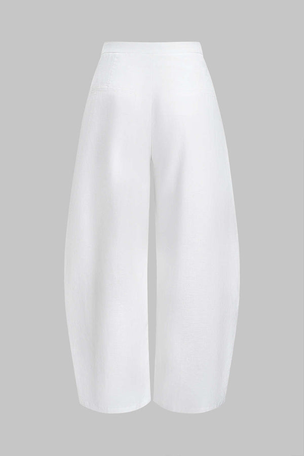 keten düz barrel pantolon