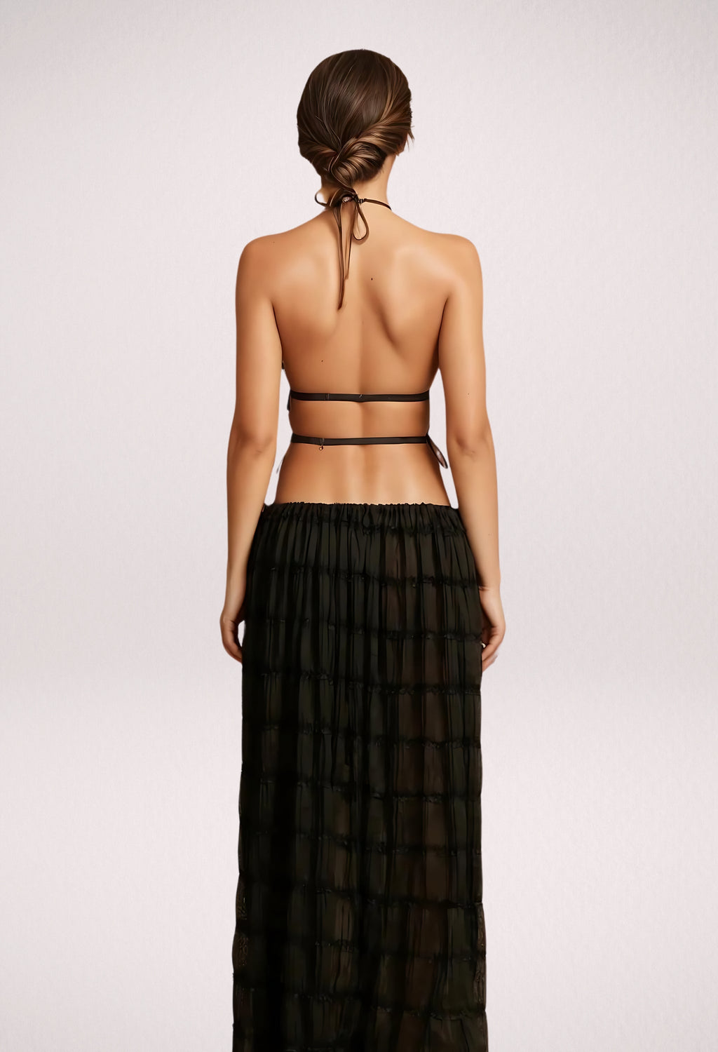 Amina Siyah Fırfır Etek Set