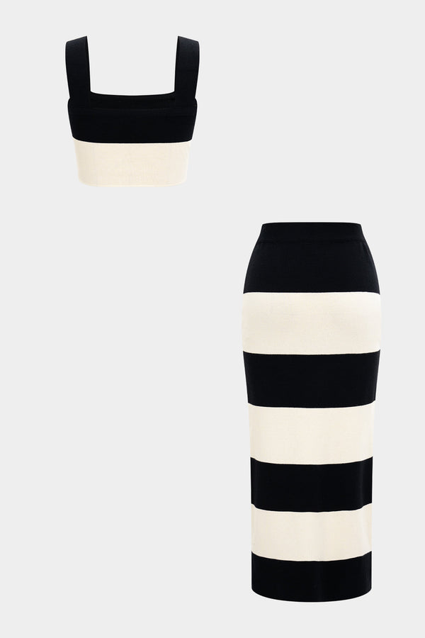 örgü üst ve etek takımı