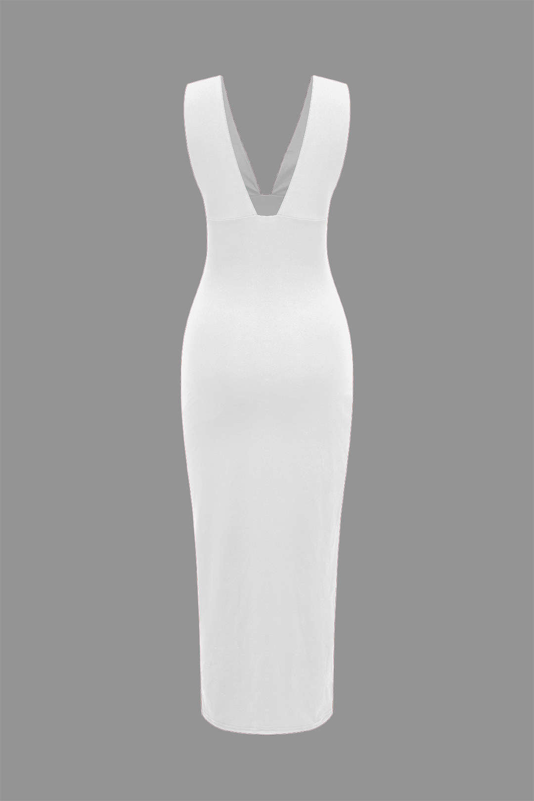 Siyah Sırtı Açık Büzgülü Yırtmaçlı Polyester Elbise