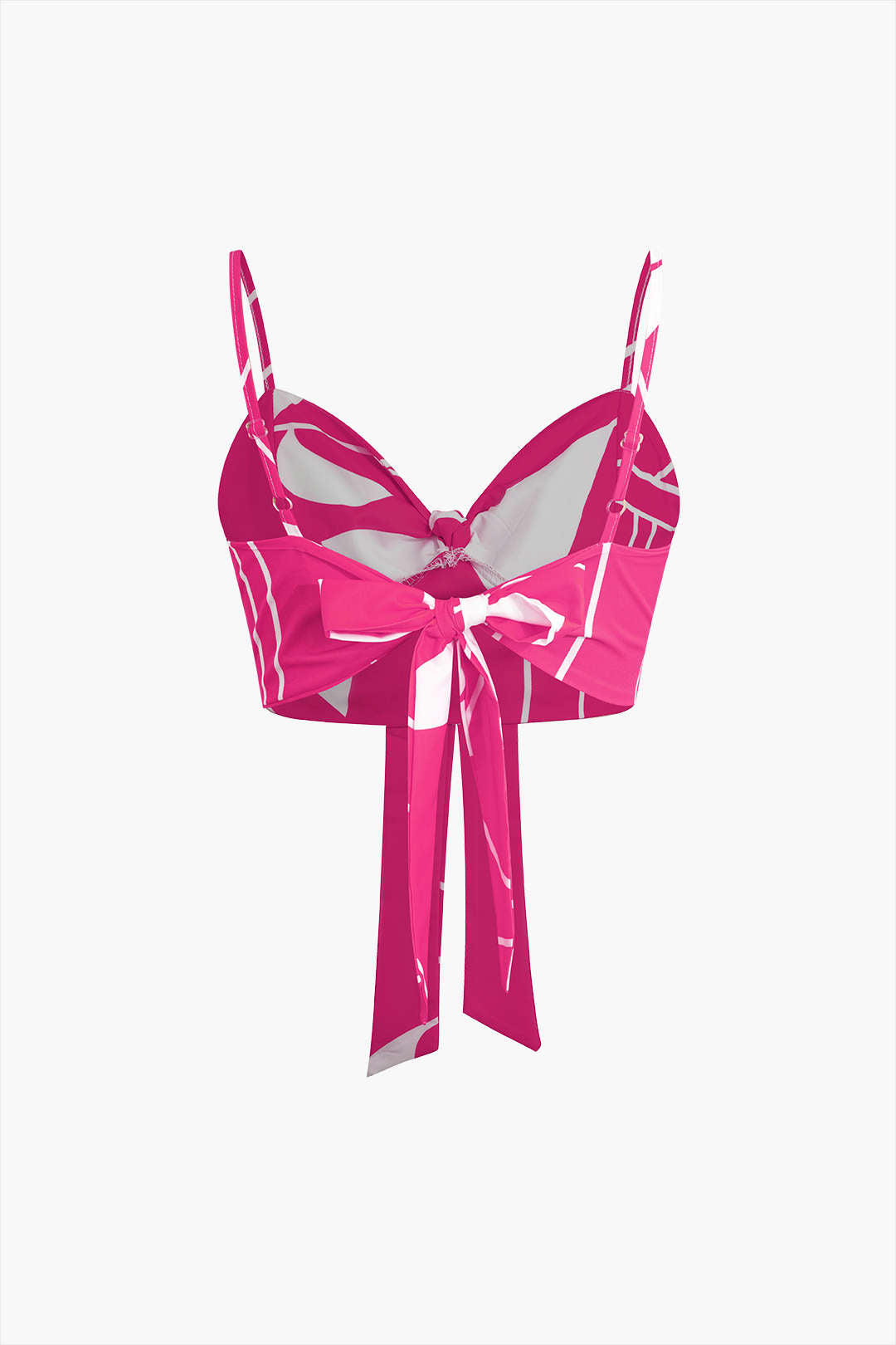 Bambu Yaprağı Desenli Bağlamalı Spagetti Askılı Üst Ve Pantolon Seti