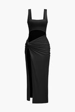 önü kesik slit midi elbise