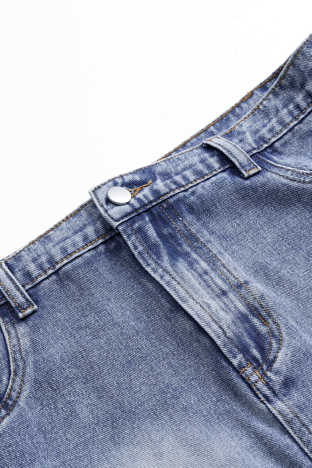 Denim Asimetrik Yaka Mini Elbise