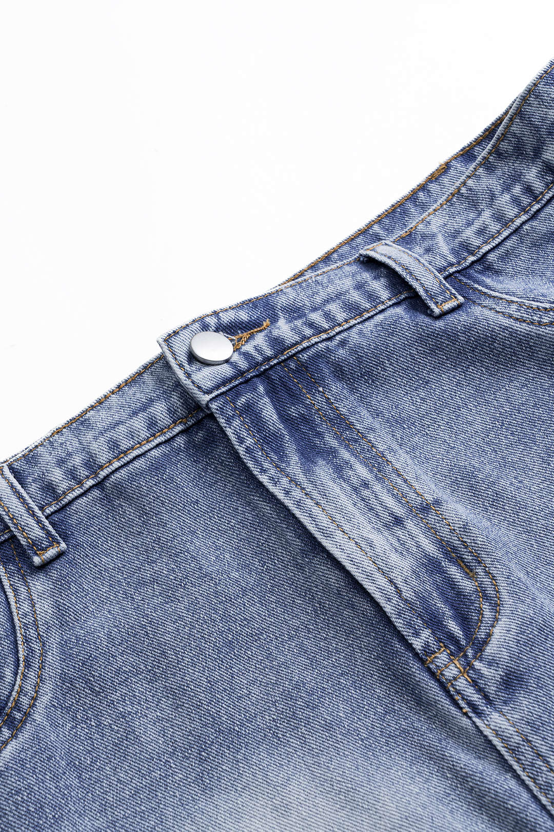 Denim Asimetrik Yaka Mini Elbise