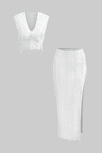 v yaka kısa kollu yırtmaçlı etek takım