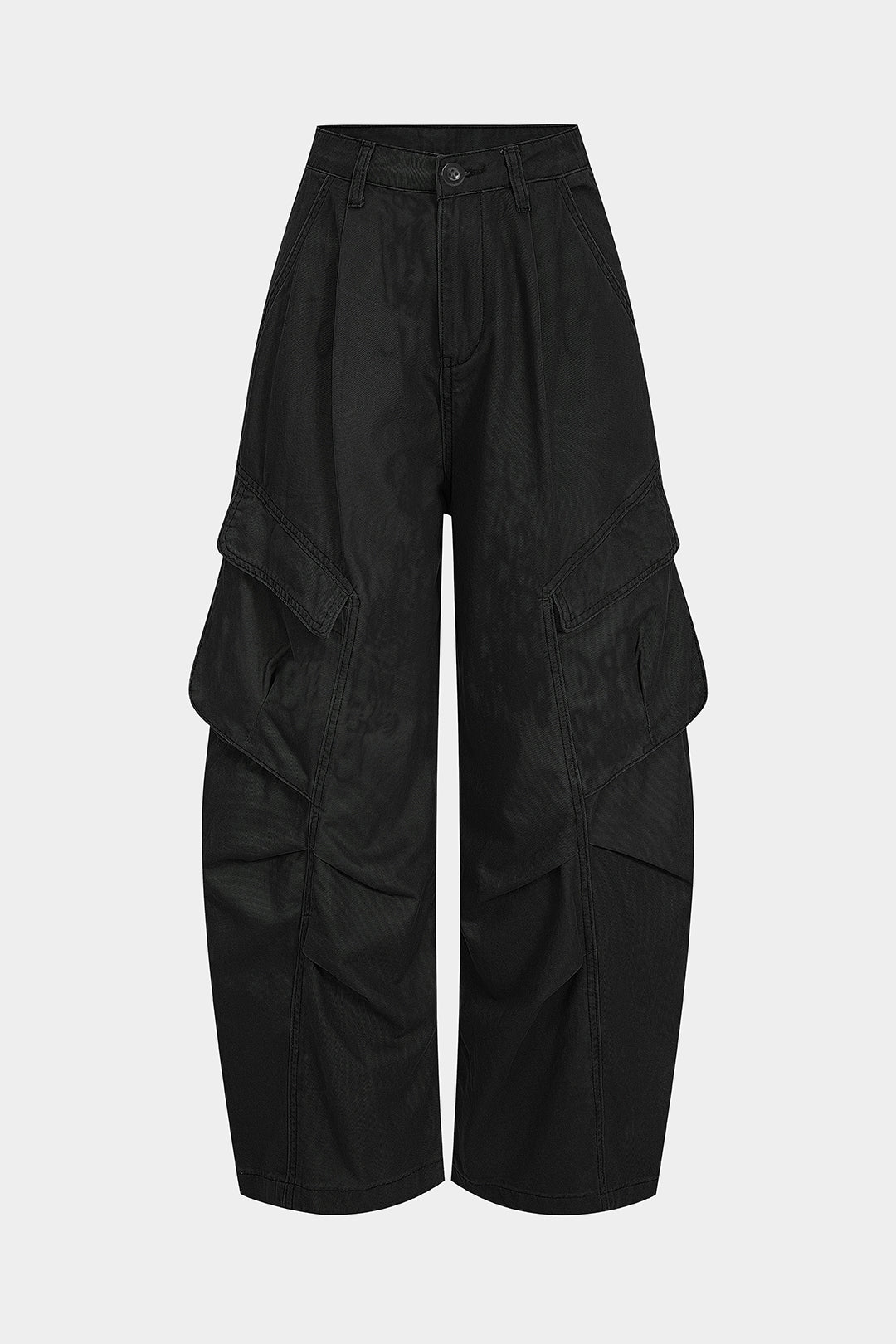 Lacivert Kumaşlı Büzgülü Cepli Geniş Kesim Pantolon