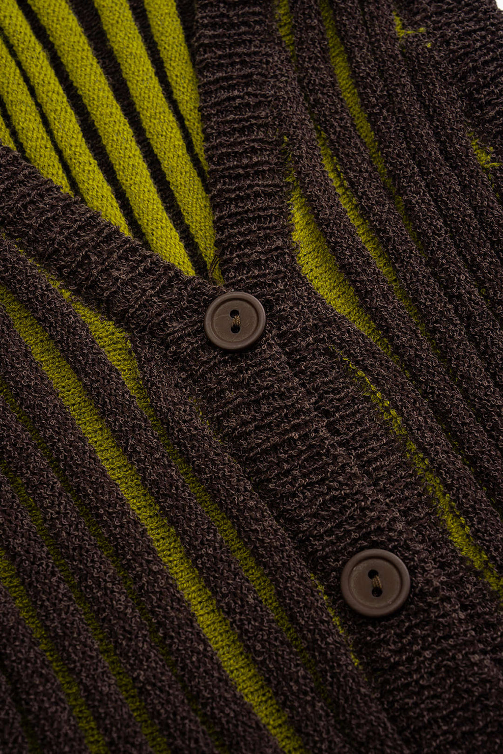 Örgü Kontrast V Yaka Düğmeli Kolsuz Elbise