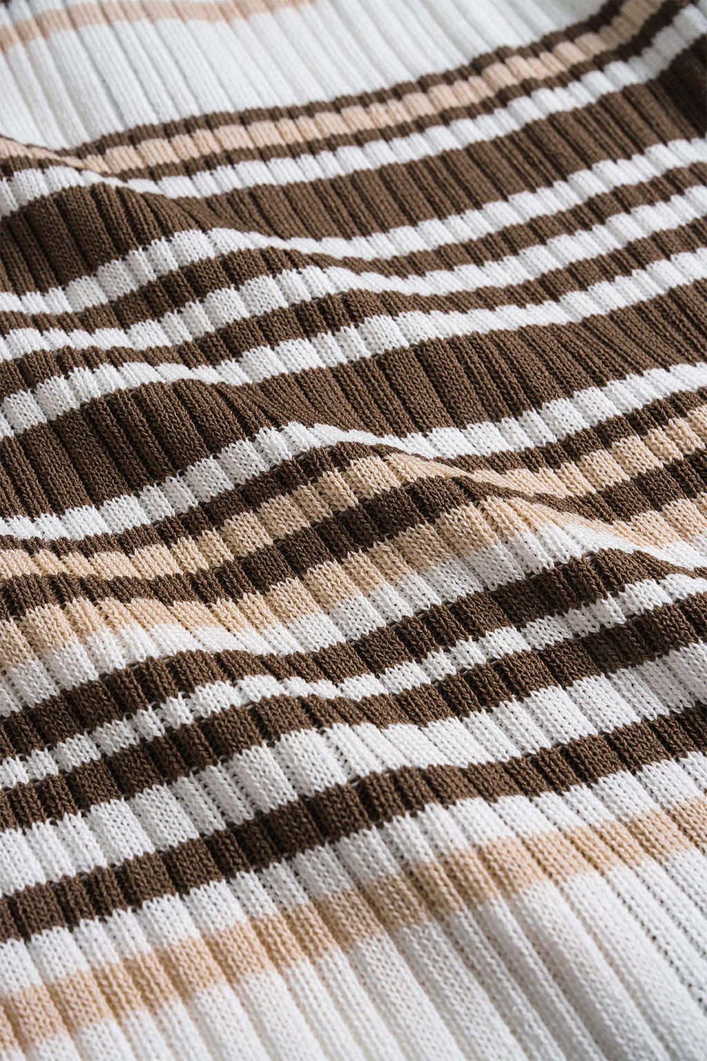 Örgü Kontrast Şeritli Düğmeli Kısa Kollu Kadın Üst Tunik