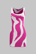 triko zebra desenli mini elbise