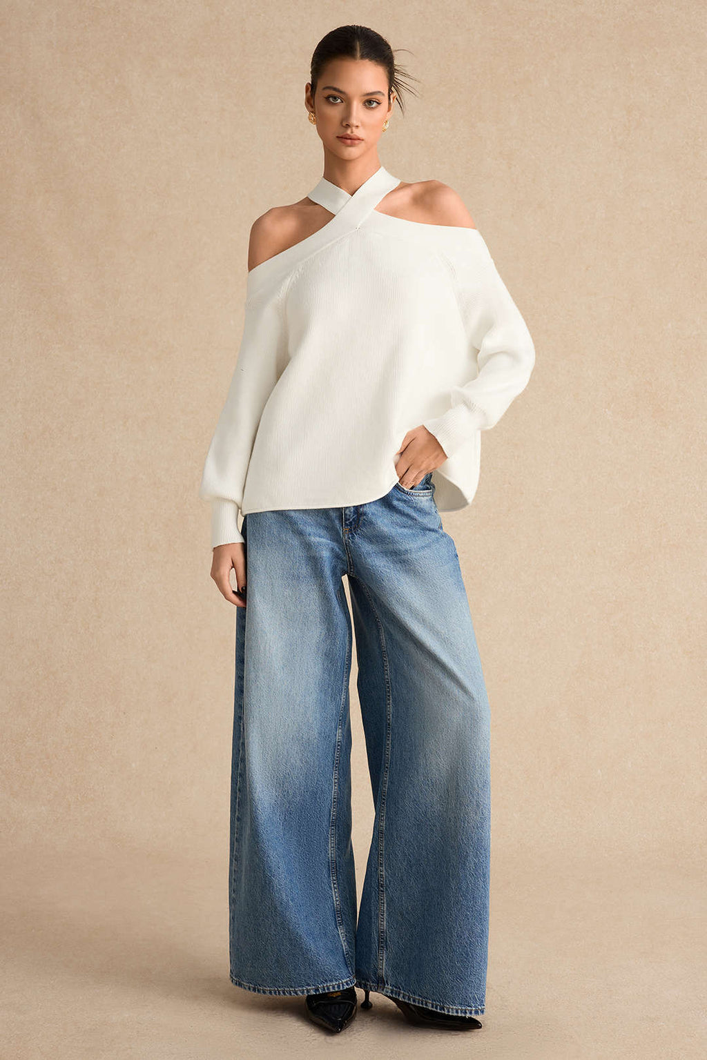 Temel Örgü Kesik Detay Uzun Kollu Bluz Kadın Modası