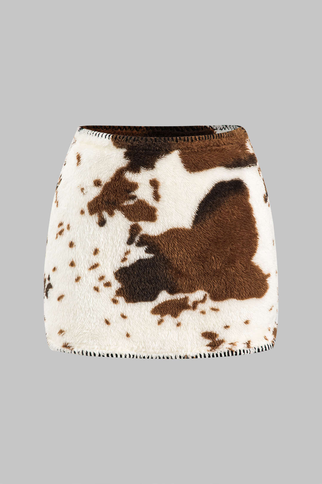 Soyut Baskı Dikiş Detaylı Etek