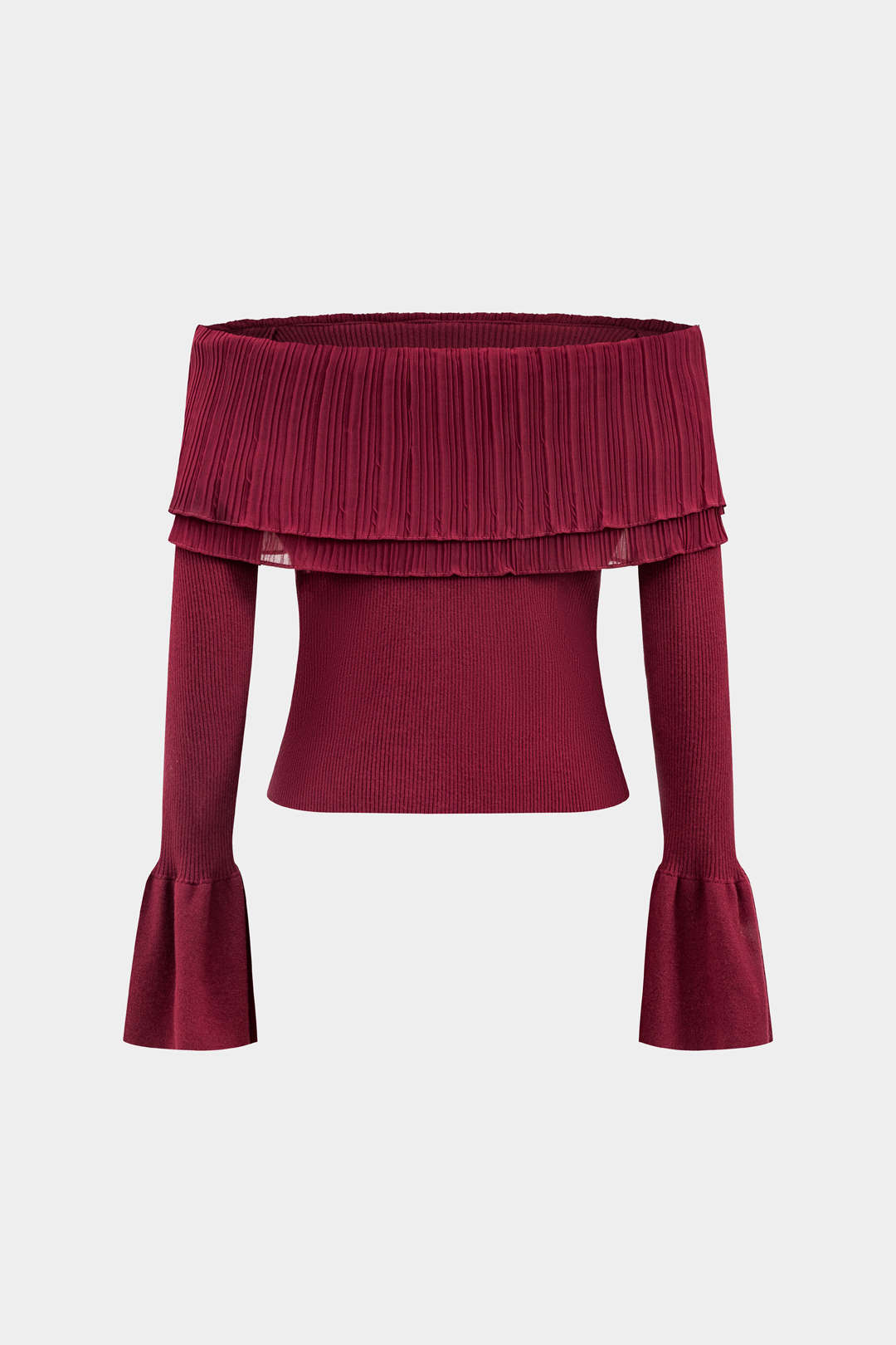 Örgü Omuz Dekolteli Patchwork Balon Kollu Şık Bluz Çekici