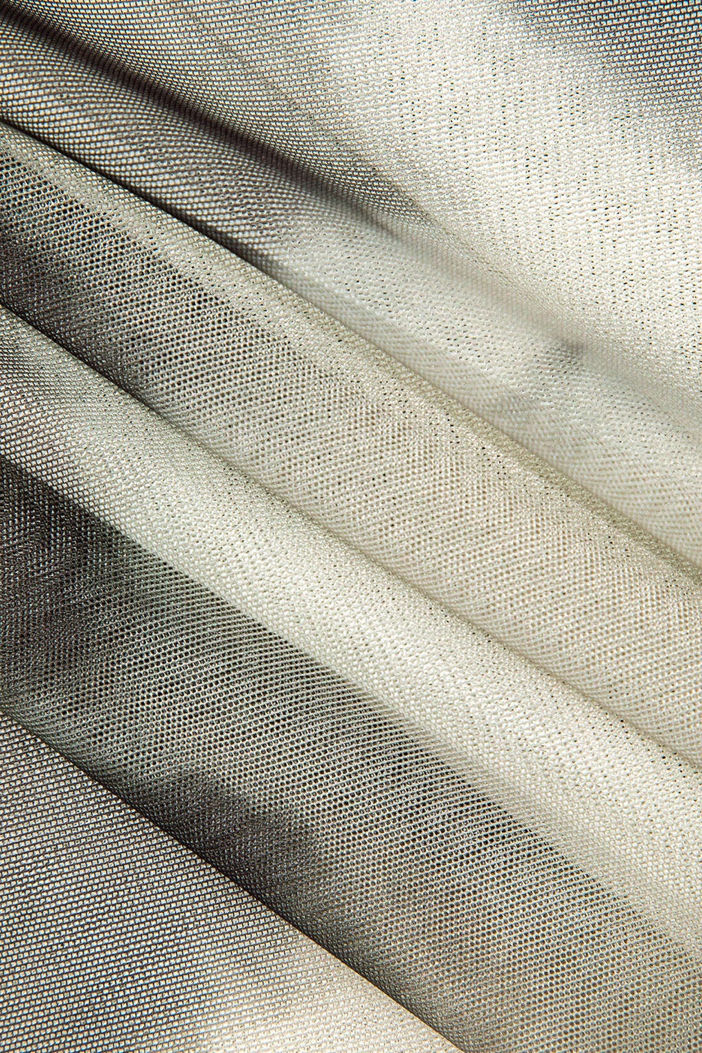 Ağ Dokulu Renk Blok Baskılı Omuzları Açık Uzun Kollu Üst