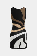 triko zebra desenli mini elbise