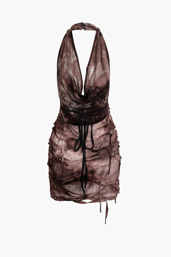 halter yaka mini elbise