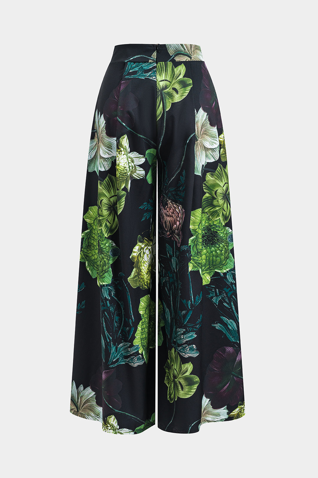 Büzgülü Kısa Kollu Üst ve Çiçek Desenli Fermuarlı Geniş Paçalı Pantolon Seti