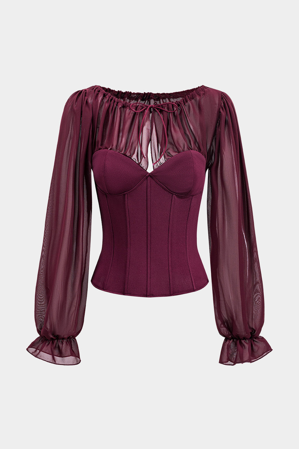 Şifon Büzgülü Patchwork Ön Bağcıklı Fermuarlı Büstiyer Korse