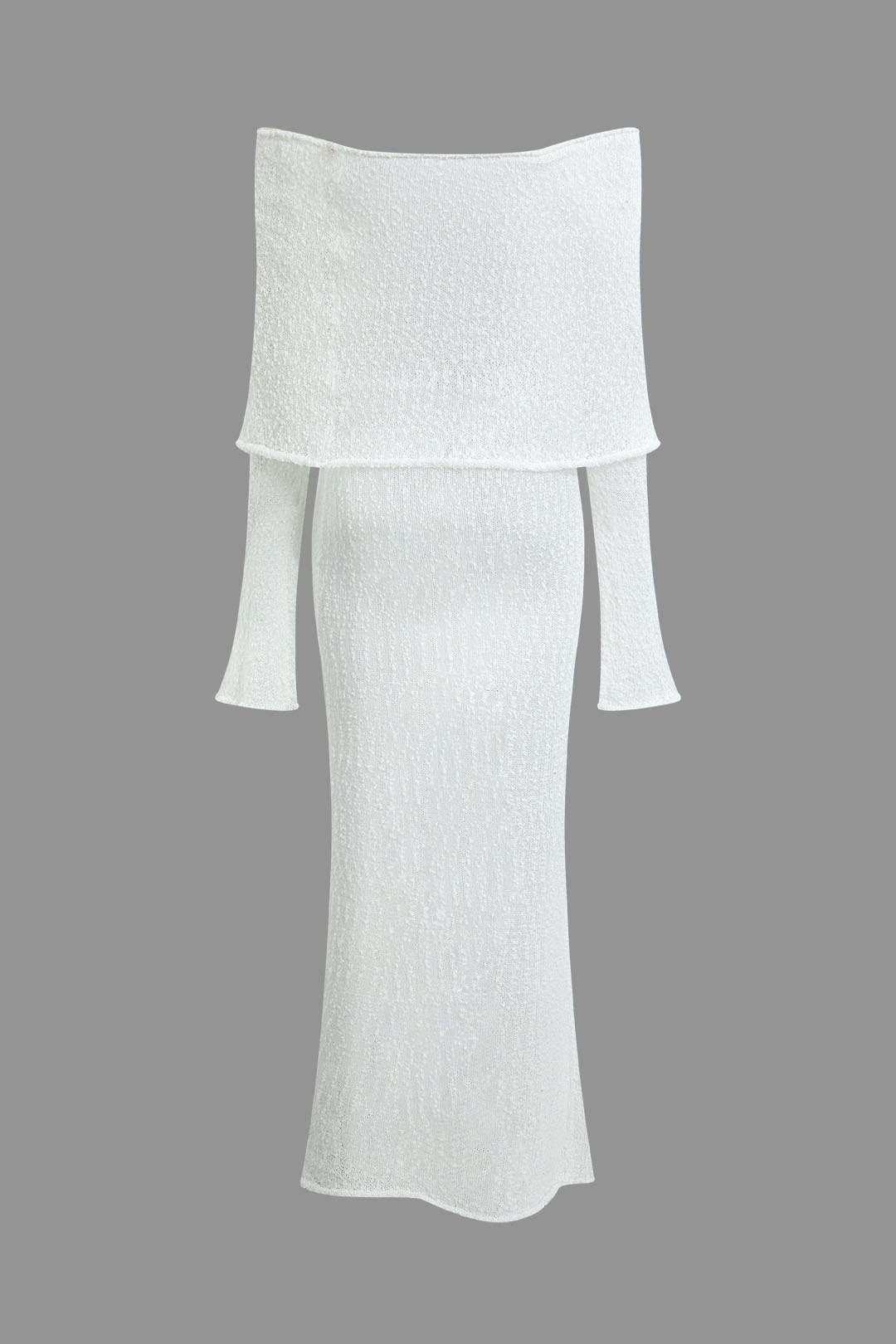 Siyah Omuz Dekolteli Açık Örgü Maxi Elbise