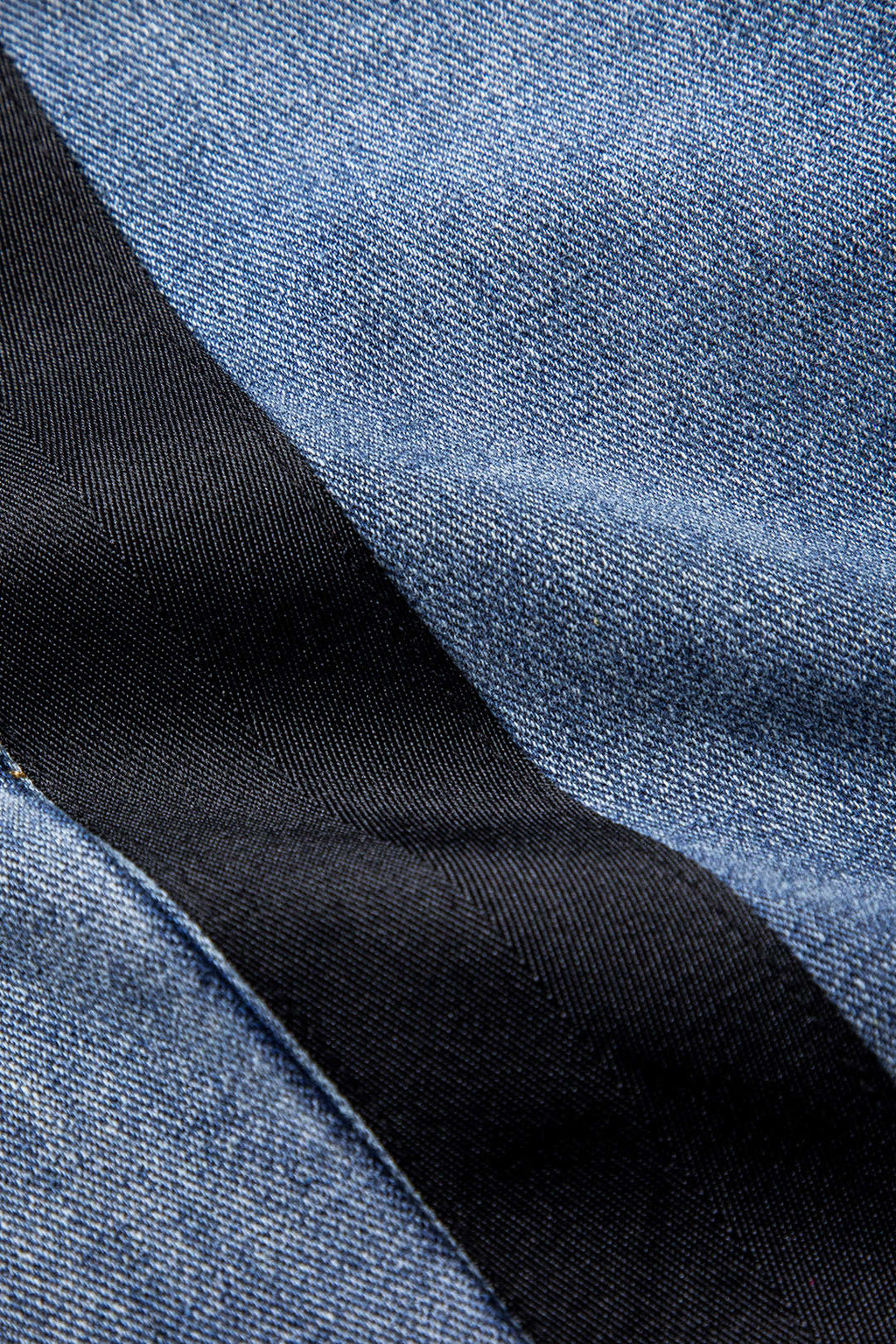 Mavi Patchwork Desenli Papyonlu Cepli Kot Pantolon