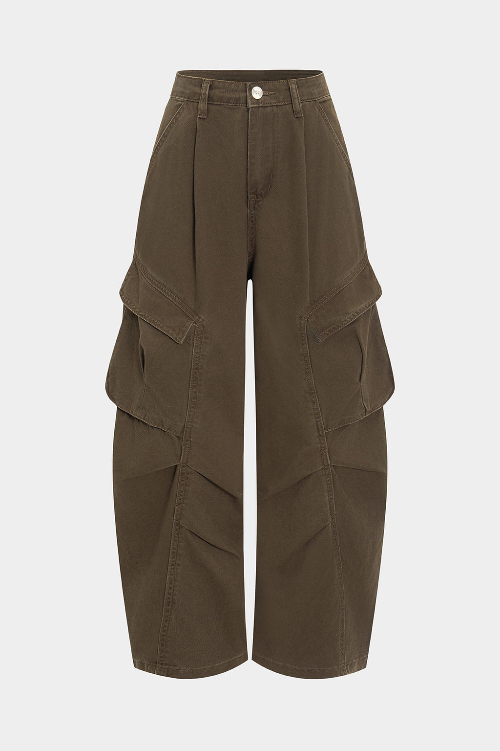 Lacivert Kumaşlı Büzgülü Cepli Geniş Kesim Pantolon