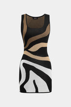 triko zebra desenli mini elbise