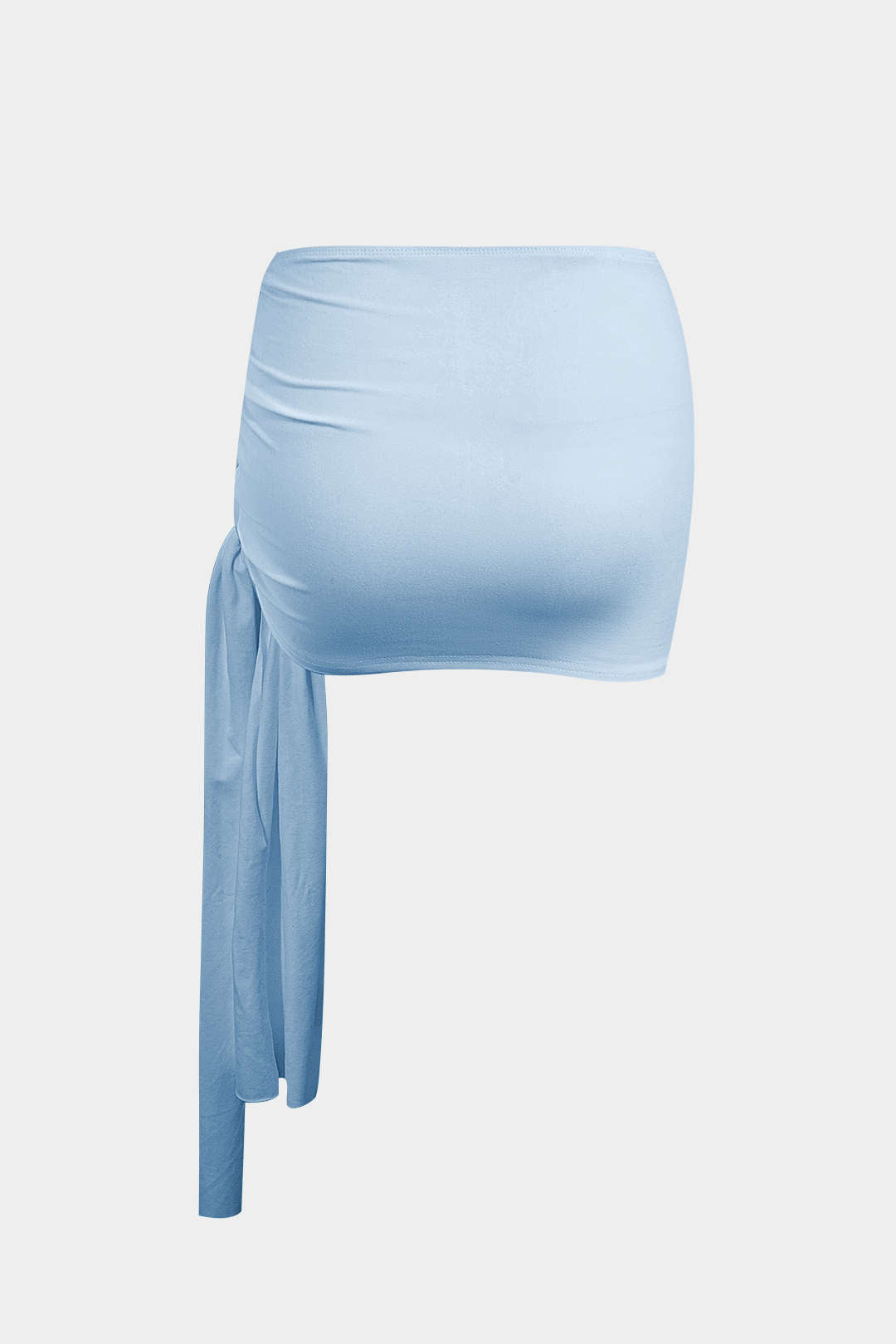 Basic Asimetrik Yırtmaçlı Crop Top Ve Bağlamalı Mini Etek Seti