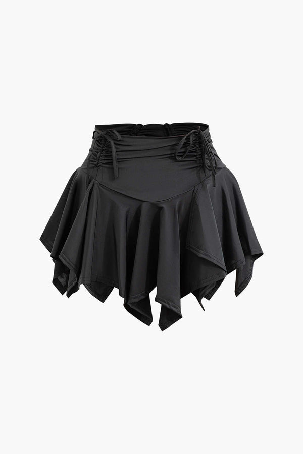 pileli bağcıklı mini etek