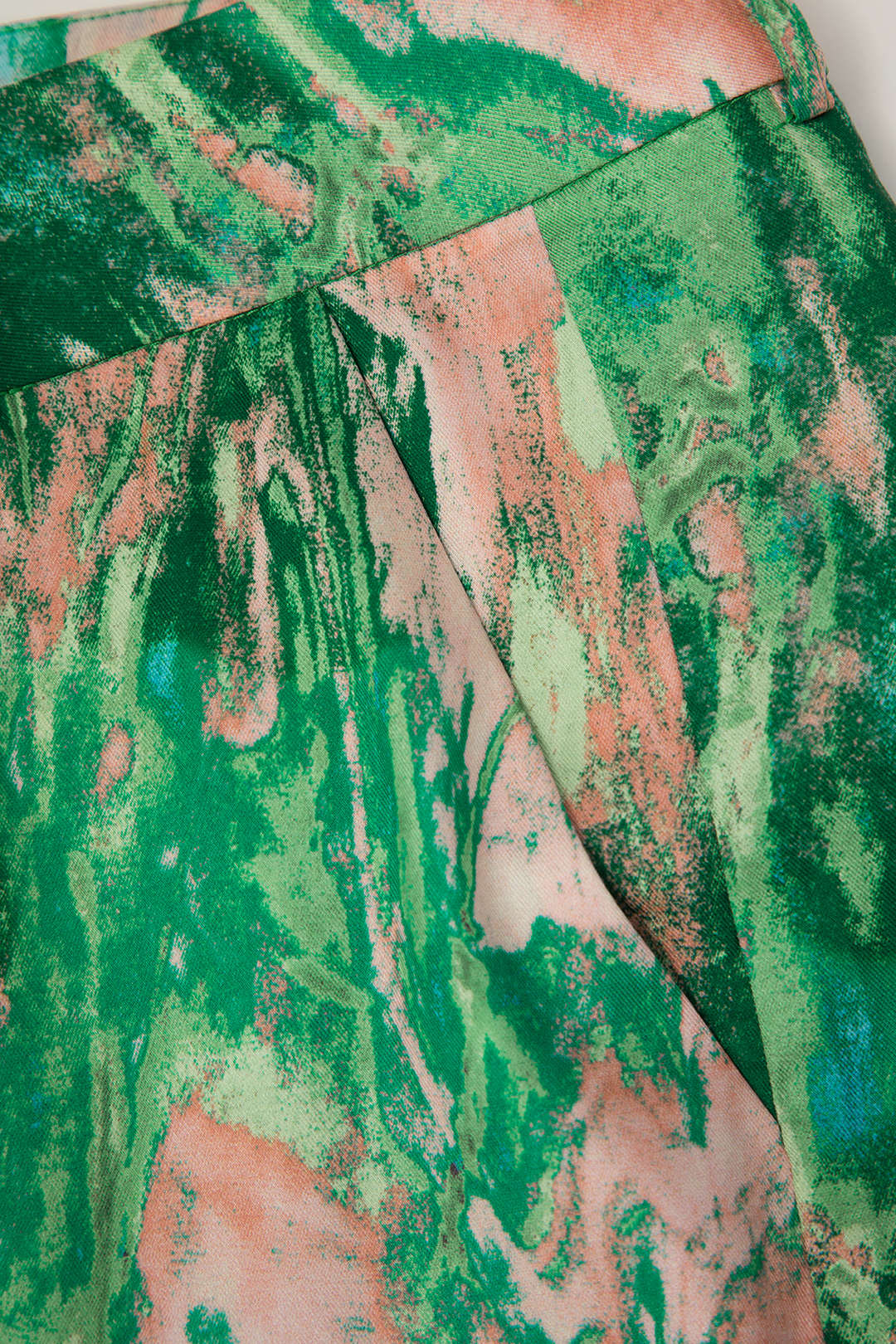 Mermer Baskılı Yüksek Bel Tam Boy Düz Pantolon